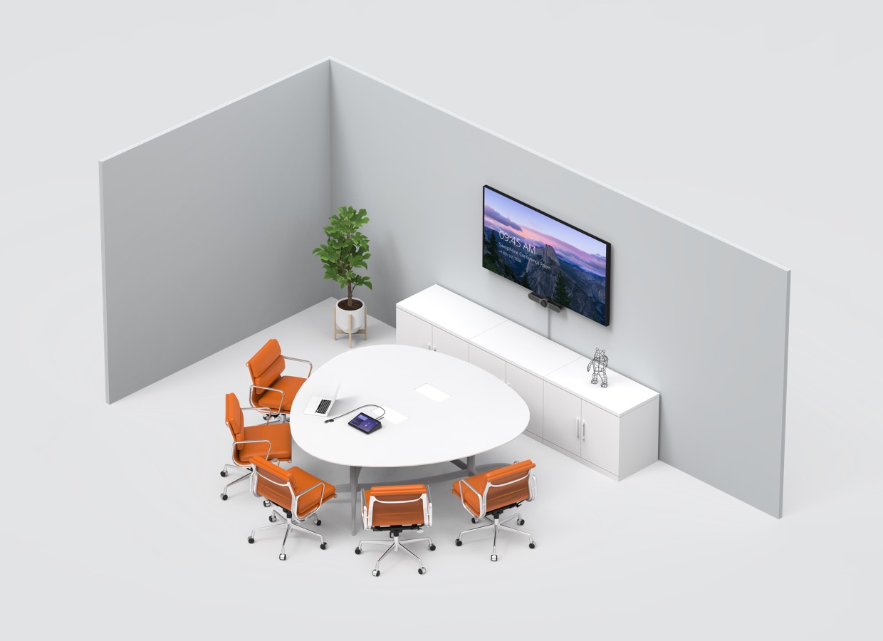 Lenovo thinksmart tinyとロジクールTap会議室ソリューションがある会議室