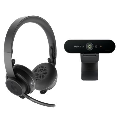 Logitech Zone Wireless Headset and Brio Webcam Product Image