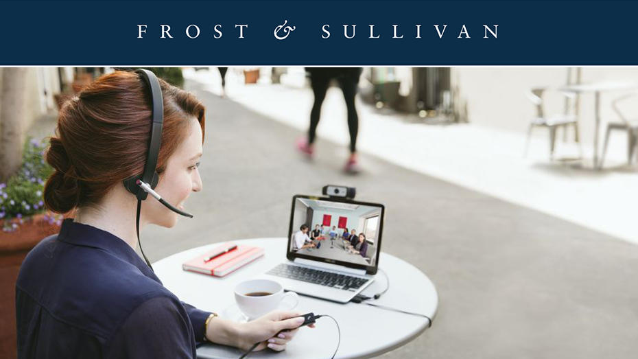 Woman using a headset in video chat